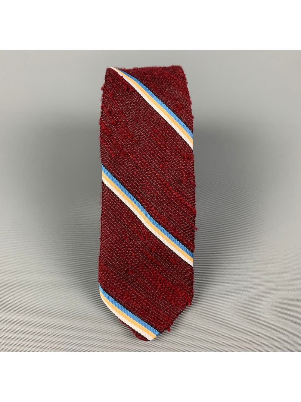 VISIONS Burgundy Diagonal Stripe Polyester Tie